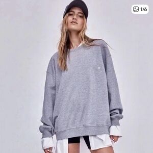 For Love & Lemons Alex Oversized Crewneck Sweatshirt Heather Grey Size XXS